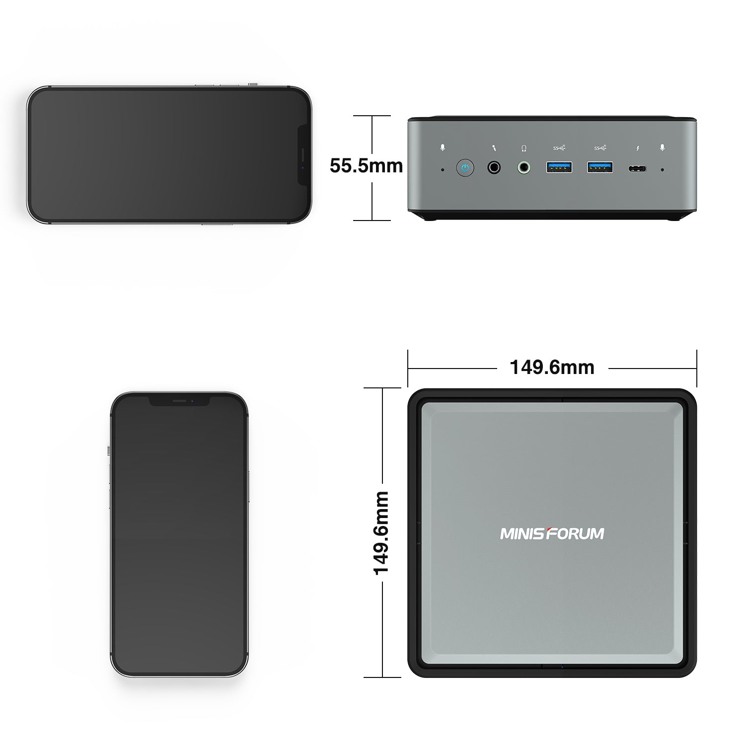 Dimensions of Minisforum TL50 Mini PC